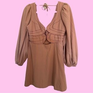 FARM Rio Blush Pink Linen Mini Dress